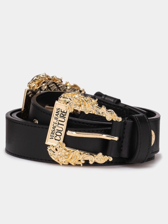 Versace Jeans Collection Accessories - ✨Versace Jeans Collection Black Leather Belt with Gold Buckle Women’s size 85.✨